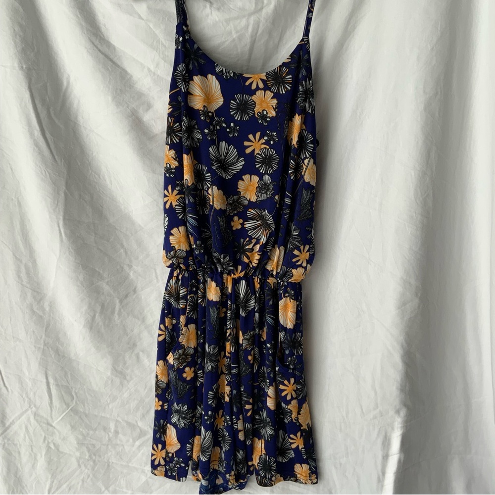 ASOS QED London Summer Jumpsuit Royal Blue color with beautiful flower pattern